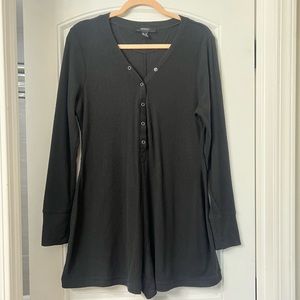 Forever 21 Long Sleeve Pajama Romper ribbed with buttons